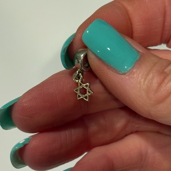 PANDORA Retired Star of David Bead Silver and Gold Charm 790271 - Picture 3 of 6